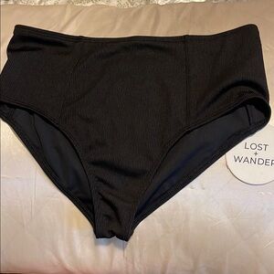 Lost + Wander Tres Chic High Waisted Black Bikini Bottom